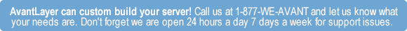 Did you know? AvantLayer.com can custom build your server! Call us at (877) WE-AVANT and let us know what your needs are. We are open 24 hours a day 7 days a week.